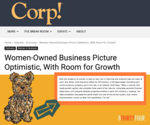 Kim Bode is quoted in Corp! Magazine's article, Women-Owned Business Picture Optimistic, With Room for Growth