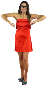 Kim Bode stands with her hands at an awkward angle.