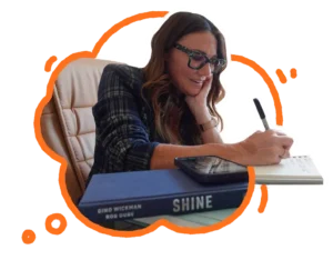 Kim Bode writes something down in her notebook.