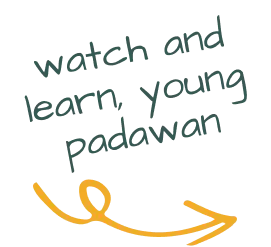 An arrow with the words, "Watch and learn, young padawan."